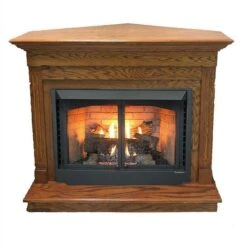 Buck Stove Corner Fireplace Mantel With Model 42ZCBB Vent Free Builder Series Gas Firebox