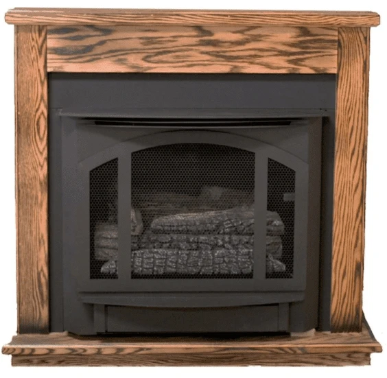 Buck Stove Model T-33 Dark Oak Standard Corner Fireplace Mantel