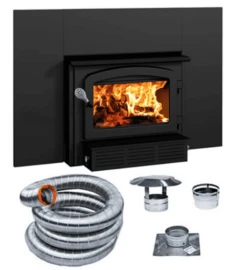 Drolet Escape 1500-I Wood Burning Fireplace Insert Kit - 25 Feet