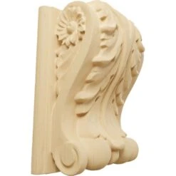 Ekena Millwork 3 1/2 Inch Small Acanthus Block Wood Corbel With Backplate