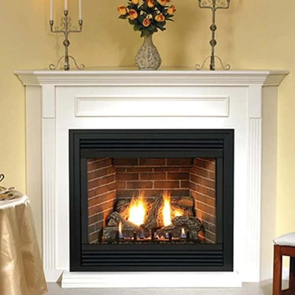 Empire Corner Mantel And Tahoe Premium 36 Inch Direct Vent Fireplace - Millivolt Pilot