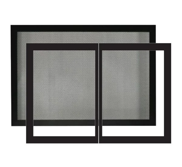 Empire Door Frame With Barrier Screen And Standard Rectangular Doors - Matte Black - Keystone Deluxe 34 Inch Models