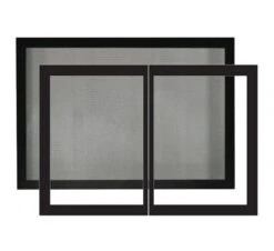 Empire Door Frame With Barrier Screen And Standard Rectangular Doors - Matte Black - Tahoe Luxury 36 Inch Models