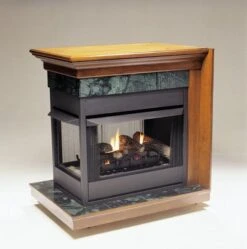 Kingsman 38 Inch Zero Clearance Universal Vent Free Bay Peninsula Gas Fireplace