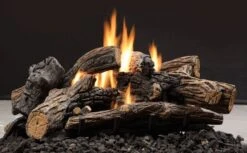 Kingsman Seven Piece Cast Split Oak Log Set And Natural Gas Vent Free Burner Assembly - For GLMVF40 And MDV31 Series Fireplaces