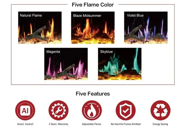 Litedeer Homes 48 Inch Latitude II Push-In Linear Electric Fireplace With Fire Media - Image 5