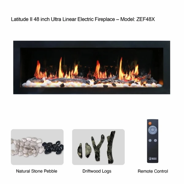 Litedeer Homes Latitude II 48 Inch Seamless Push-in Electric Linear Fireplace - Image 6