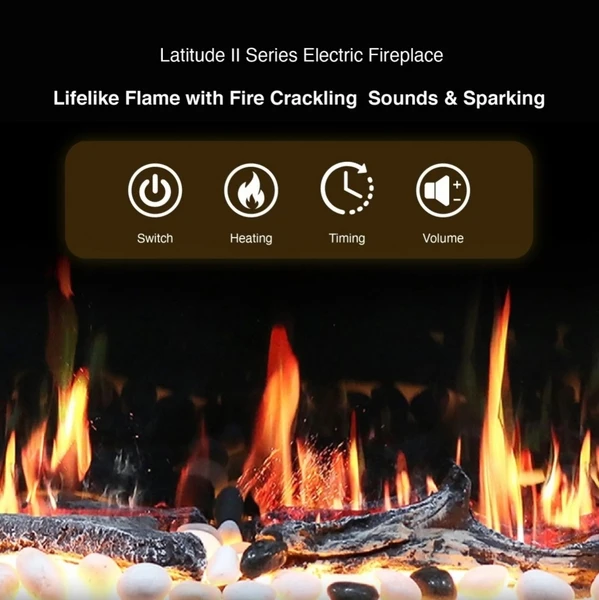 Litedeer Homes Latitude II 48 Inch Seamless Push-in Electric Linear Fireplace - Image 9