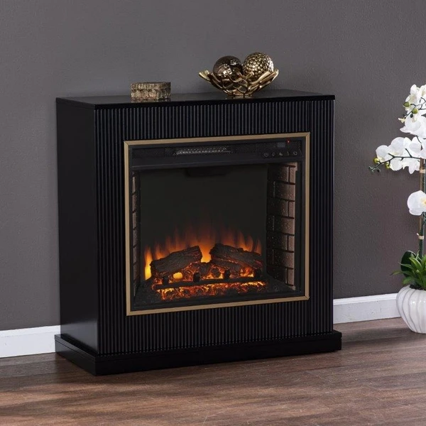 SEI 33 Inch Crittenly Black Contemporary Electric Fireplace - Image 2