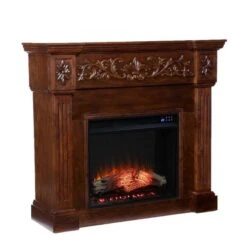 SEI 44 Inch Calvert Electric Fireplace With Decorative Carved Mantel