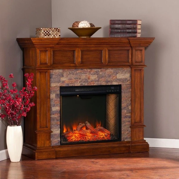 SEI 46 Inch Merrimack Alexa-Enabled Smart Corner Convertible Electric Fireplace - Image 3