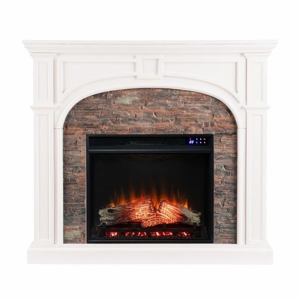 SEI 46 Inch Tanaya Electric Fireplace With Faux Stone Surround - Image 2