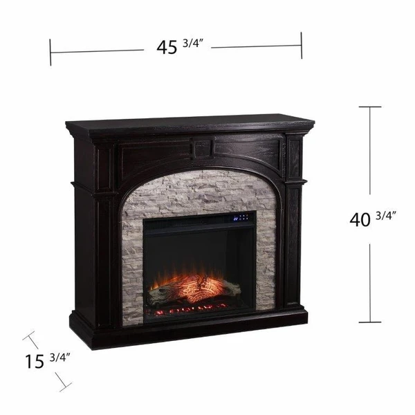 SEI 46 Inch Tanaya Electric Fireplace With Faux Stone Surround - Image 3