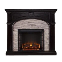 SEI 46 Inch Tanaya Electric Fireplace With Stacked Stone Mantel