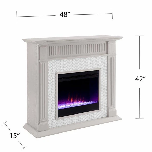 SEI 48 Inch Chessing Color Changing Electric Fireplace With Ceramic Tile Surround - Image 3