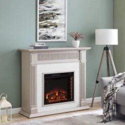 SEI 48 Inch Chessing Electric Fireplace With Penny-Tiled Mantel