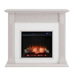 SEI 48 Inch Chessing Electric Fireplace With Penny-Tiled Surround