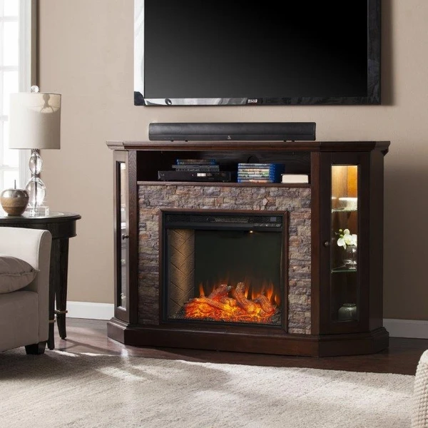 SEI 52 Inch Redden Alexa-Enabled Smart Corner Convertible Electric Fireplace - Image 3