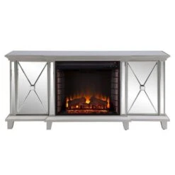 SEI 58 Inch Toppington Electric Fireplace With Mirrored Media Console