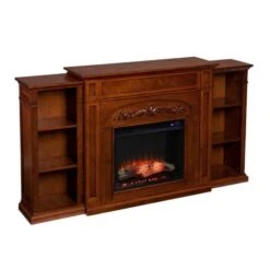 SEI 70 Inch Tennyson Electric Fireplace With Side Bookcases