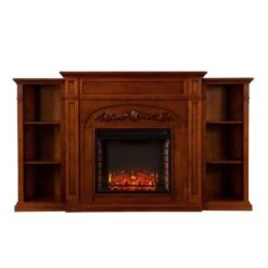 SEI 72 Inch Chantilly Electric Fireplace Mantel With Bookcase